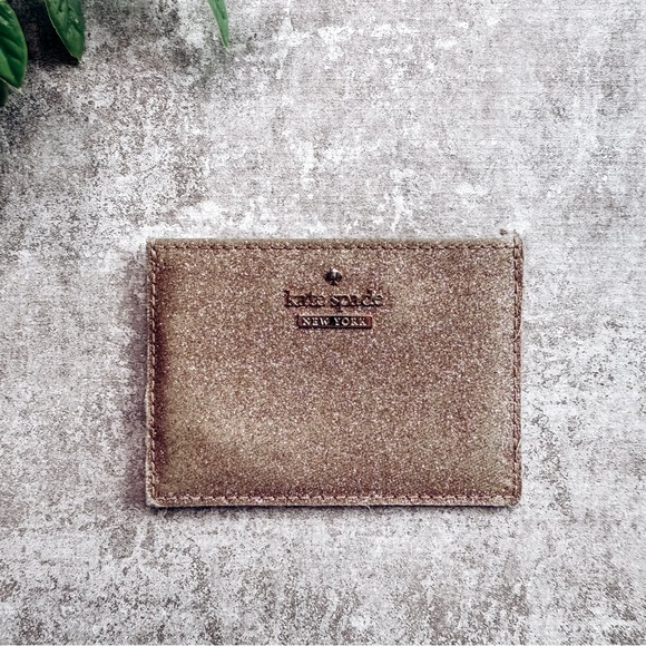 kate spade Handbags - Kate Spade Gold Glitter Card Holder